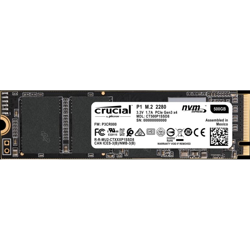 CRUCIAL P1 500GB M.2 NVMe Gen 3